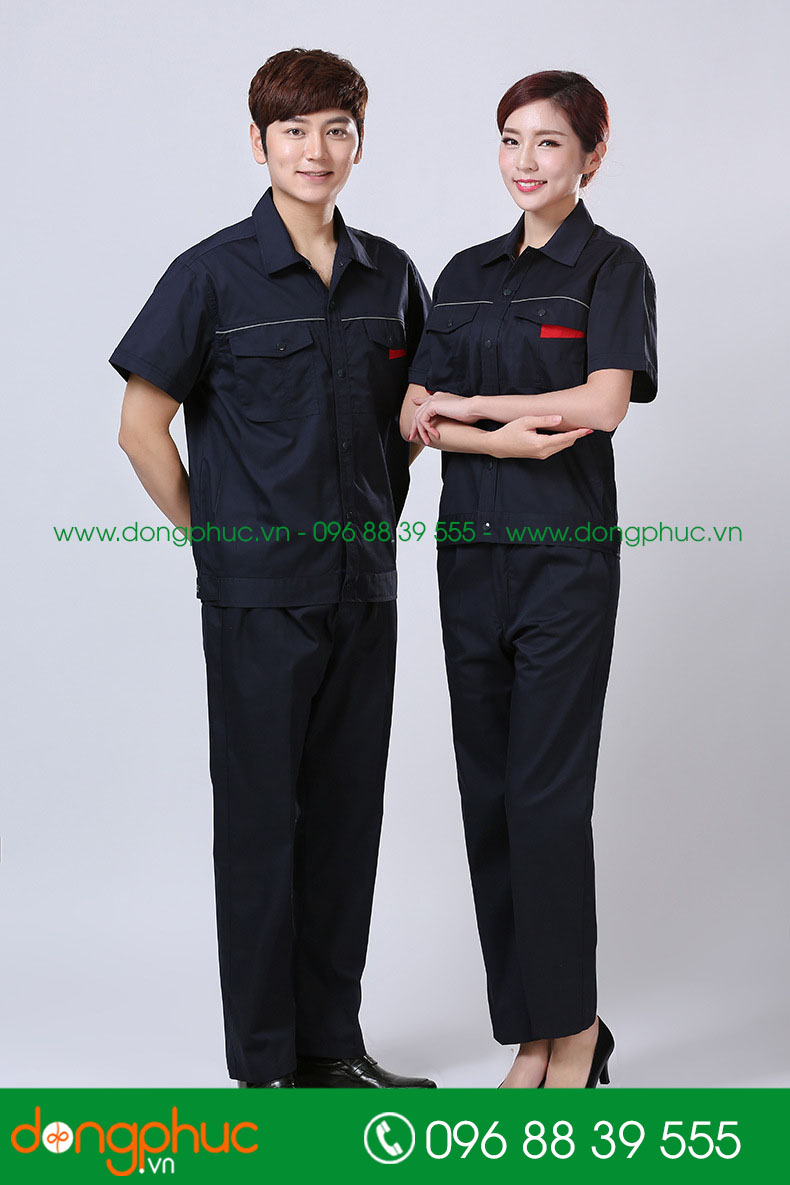Mẫu bảo hộ màu tím than phối đỏ cộc tay